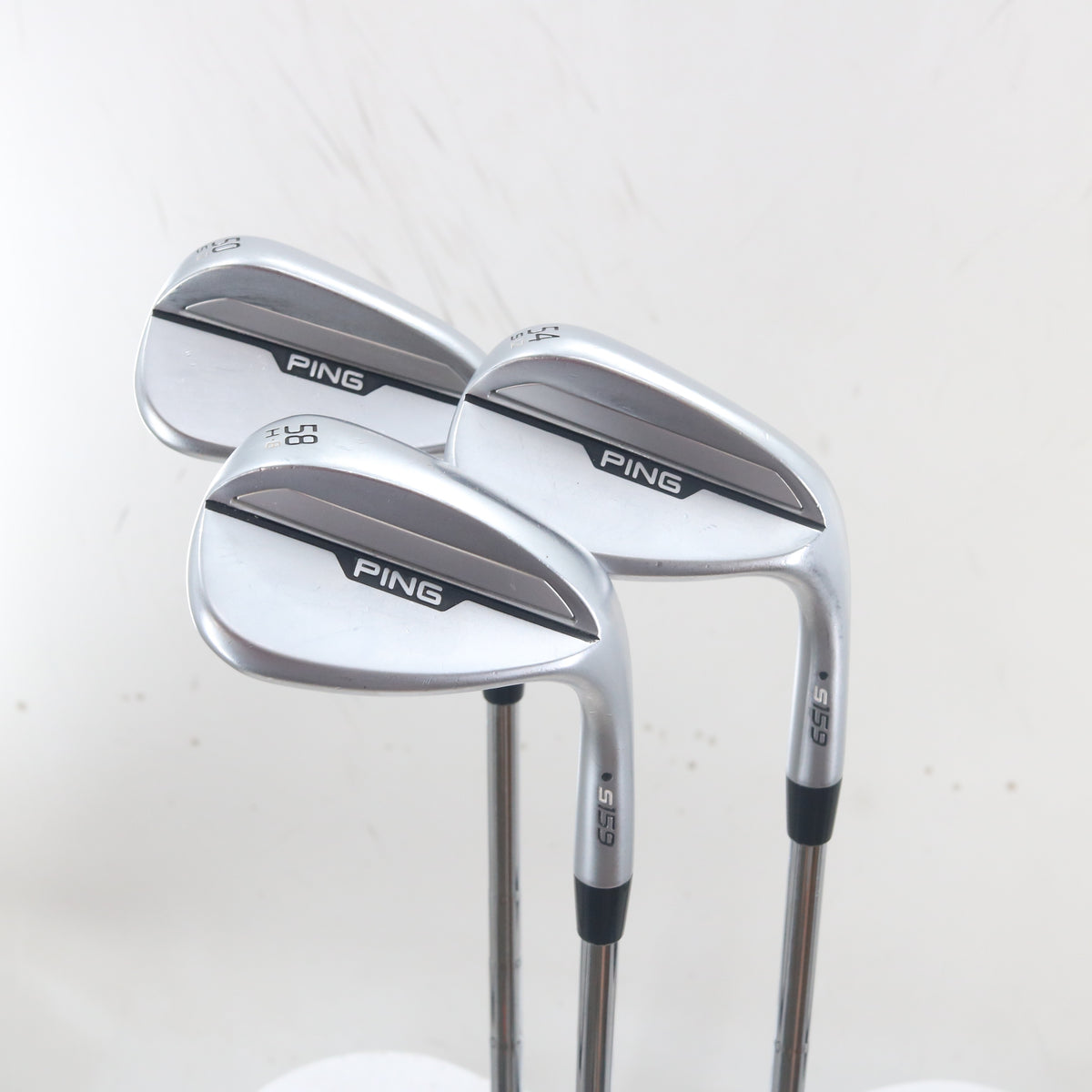 Ping S159 Chrome Gap, Sand, Lob Wedge Set Black Dot 50, 54, 58 Steel S-163877
